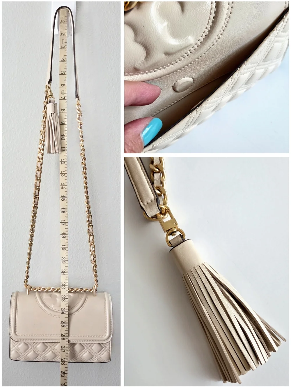 Tory Burch Fleming Convertible Shoulder Bag, Cream & Gold
